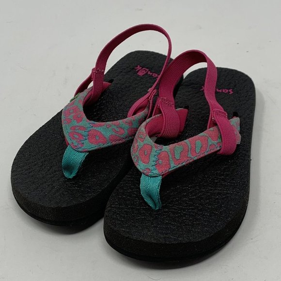 Sanuk Kids Pink Sling‎ Back Flip Flop Sandals Size K 9-10 - Picture 1 of 8